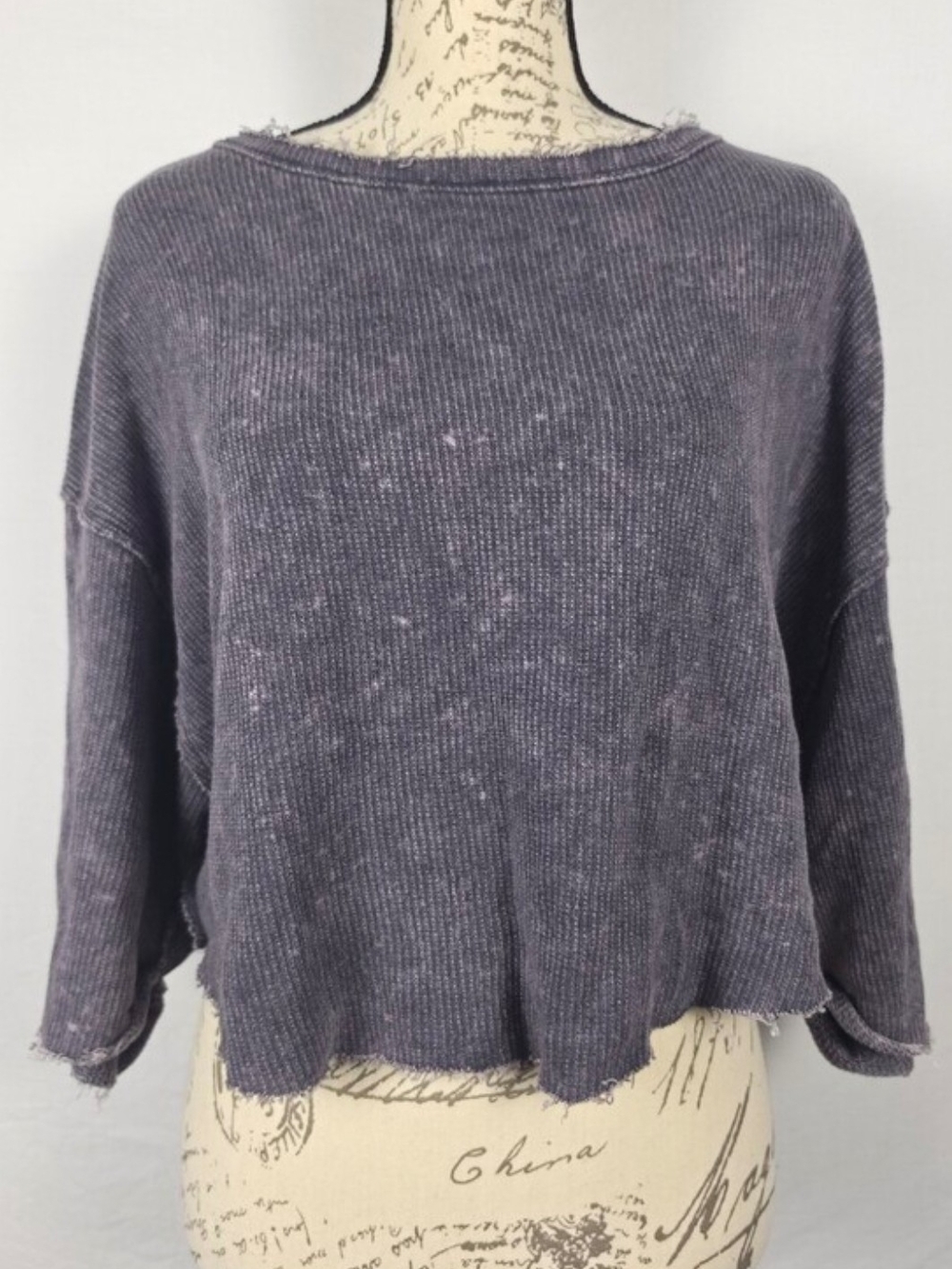 We The Free by Free People "Off My Mind" Cropped Thermal Top in Washed Purple